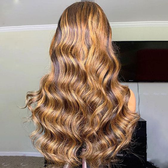 Balayage Highlight Hair Body Wave Lace Part Wig Transparent Lace Human Hair Wigs for Women