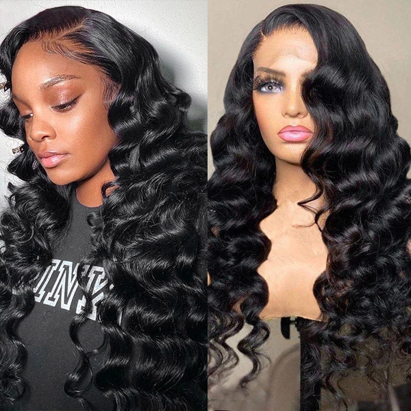 Loose Wave Human Hair Wigs Peruvian HD Lace 5x5 Deep Part Lace Closure Wig
