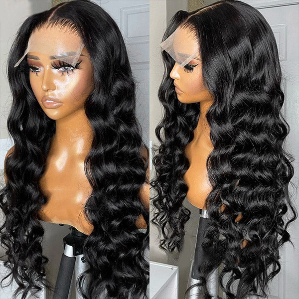 Loose Wave Human Hair Wigs Peruvian HD Lace 5x5 Deep Part Lace Closure Wig
