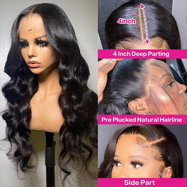 Loose Wave Human Hair Wigs Peruvian HD Lace 5x5 Deep Part Lace Closure Wig