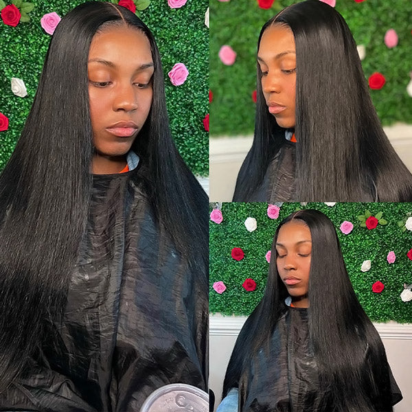 Straight Human Hair 5x5 Lace Closure Wig Long HD lace Wigs 30 inch Hair