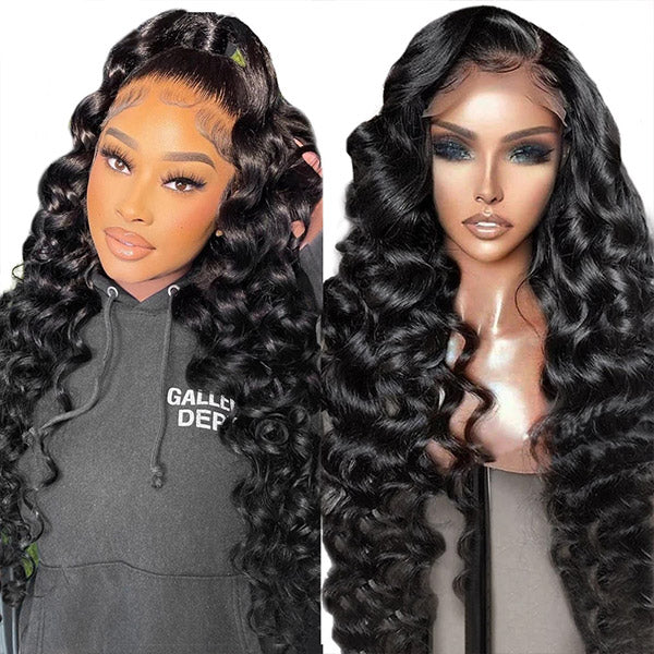 Loose Wave Human Hair Wigs Peruvian HD Lace 5x5 Deep Part Lace Closure Wig