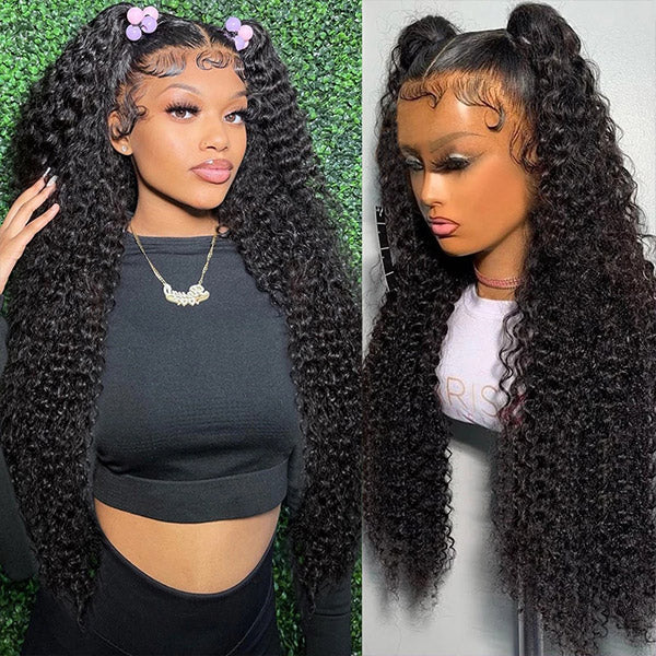 13x4 HD Invisible Lace Front Glueless Wigs Kinky Curly For Black Women Lace Frontal Human Hair Wig 180% Density