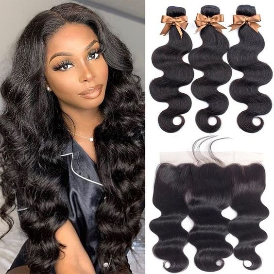 Body Wave Bundles With Closure Human Hair Bundles With Transparent Lace Closure Brazilian Hair Weave Bundles With Frontal
