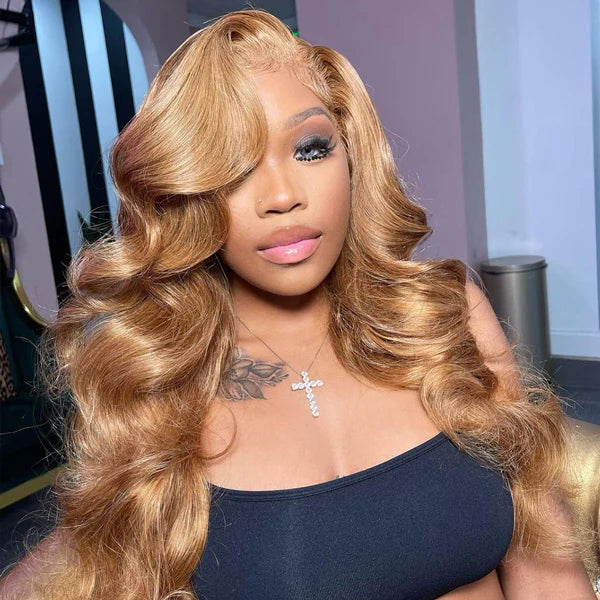 Body Wave 13x4 Lace Front Wigs #27 Color Human Hair Wigs Pre Plucked 30Inch