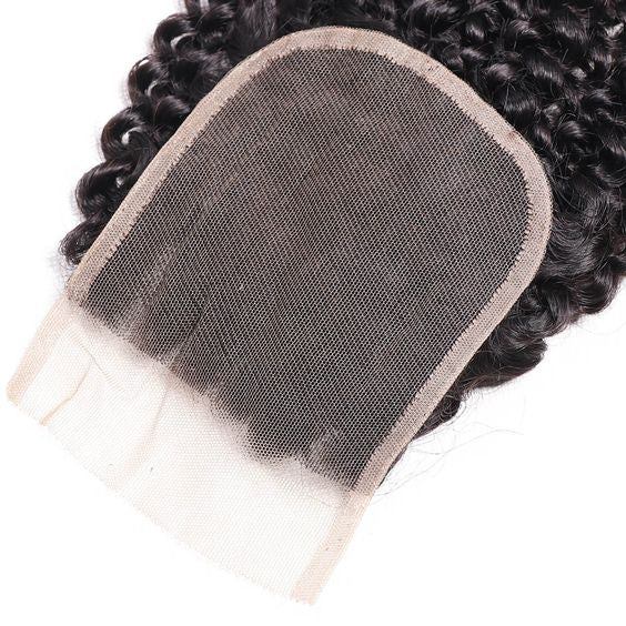 Brazilian Curly Hair 3 Bundles with Closure Transparent Lace Closure with Remy Hair Extension