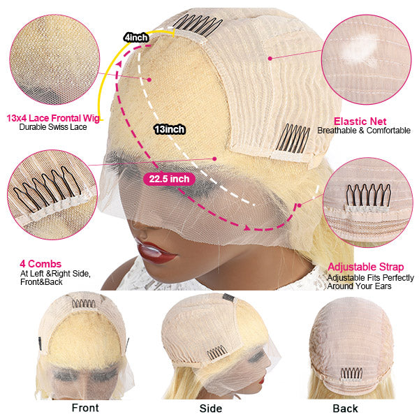 613 Bob Wig Honey Blonde Lace Front Wig 13x4 Lace Front Short Bob Wig