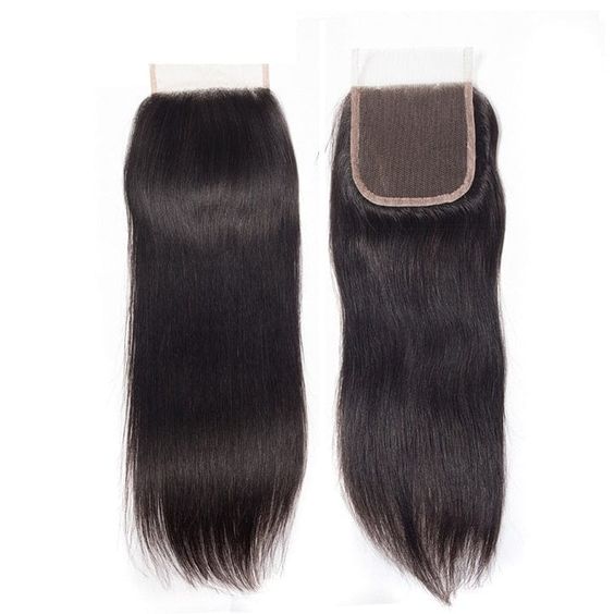 Long Straight Bundles with Closure Straight Human Hair Weave with 4x4 Lace Closure