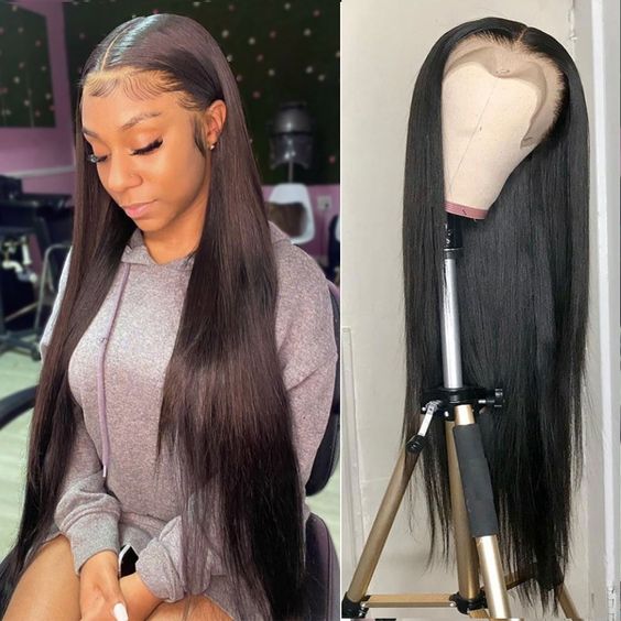 cheap human hair straight hair lace front wig