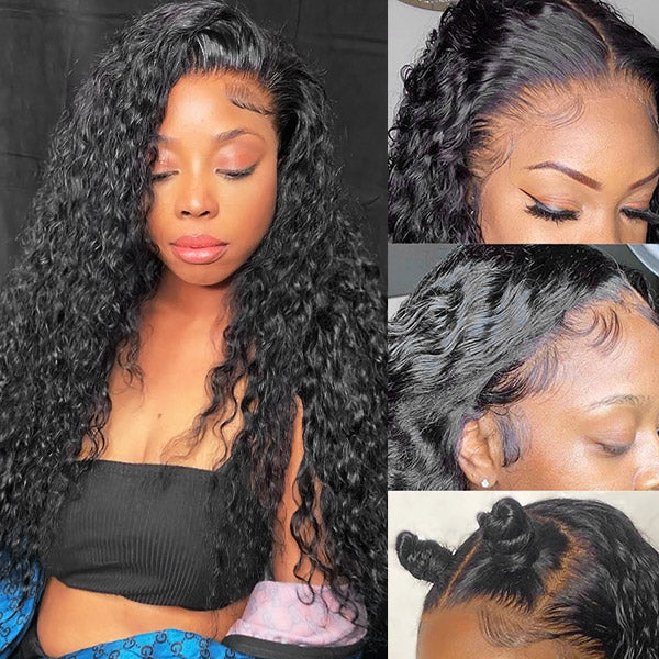 13x4 Water Wave HD Glueless Lace Front Wig For Black Women Brazilian Wet and Wave Human Hair Wig