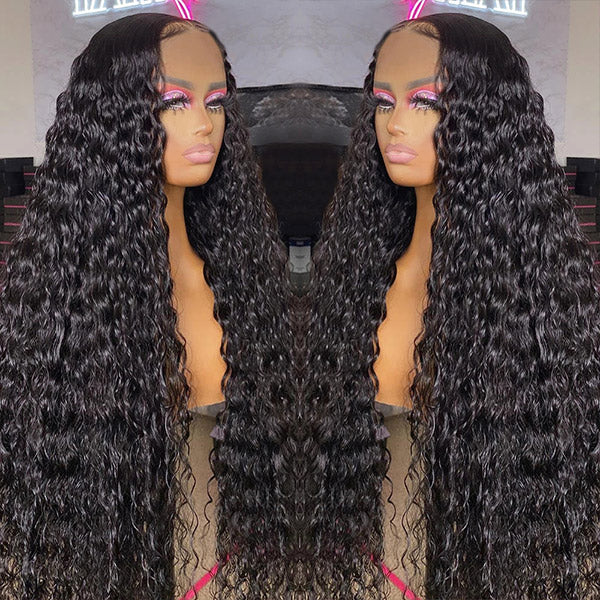 4x4 Water Wave HD Glueless Human Hair Wigs No Glue 30Inch 180% Density