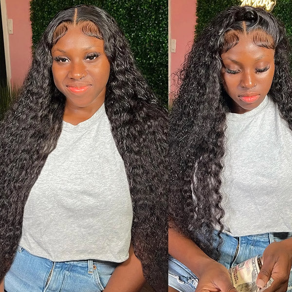 HD Transparent Deep Wave Glueless 4x4 Lace Closure Wig Pre Cut Lace Wig No Glue For Women