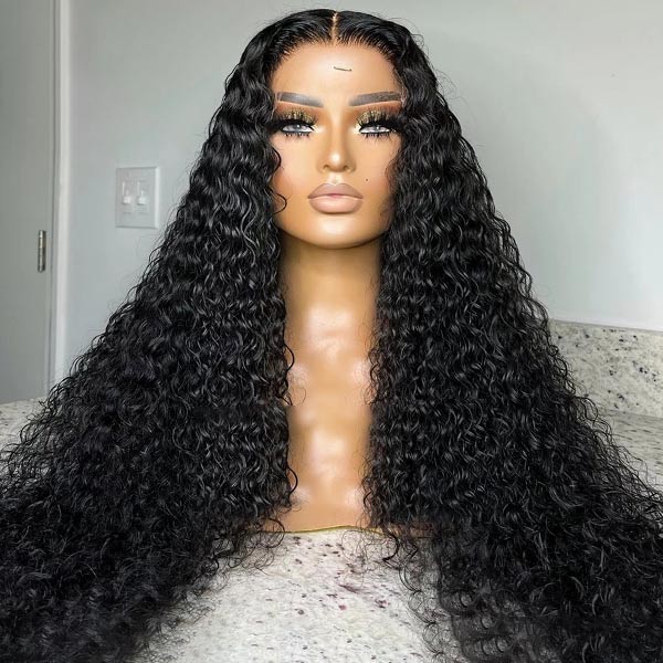 HD Transparent Deep Wave Glueless 4x4 Lace Closure Wig Pre Cut Lace Wig No Glue For Women