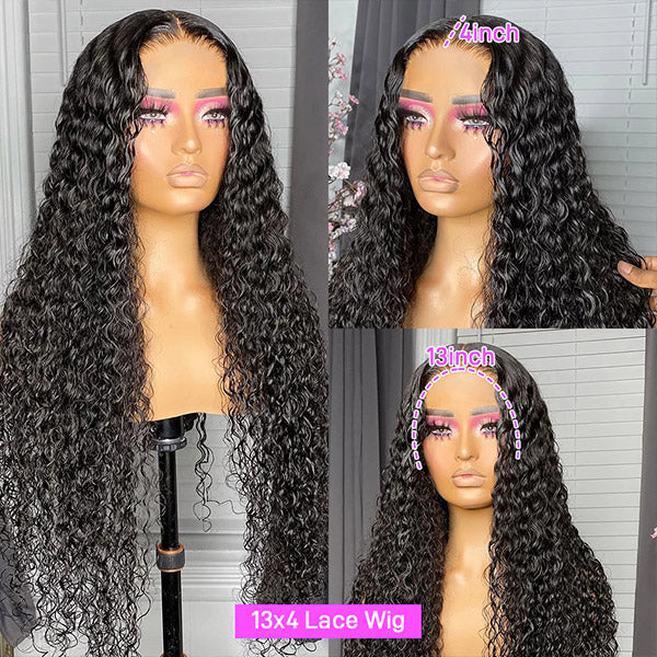 Long 36Inch HD 13x4 Glueless Lace Front Wig Deep Wave Human Hair Wig For Women