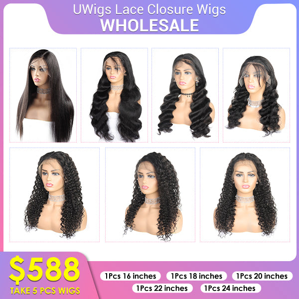UWigs 4x4 Lace Wigs Lace Closure Wig WholeSale 5 Pcs