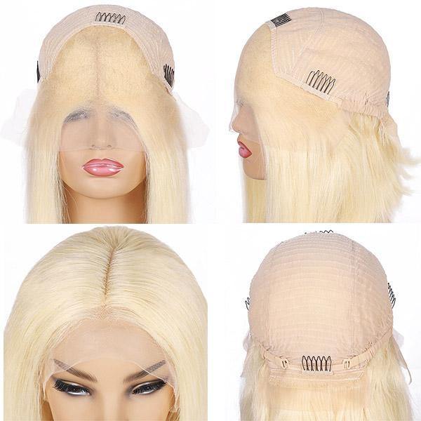 Uwigs Short Bob Lace Wig 613# Blonde Straight Human Hair Wigs