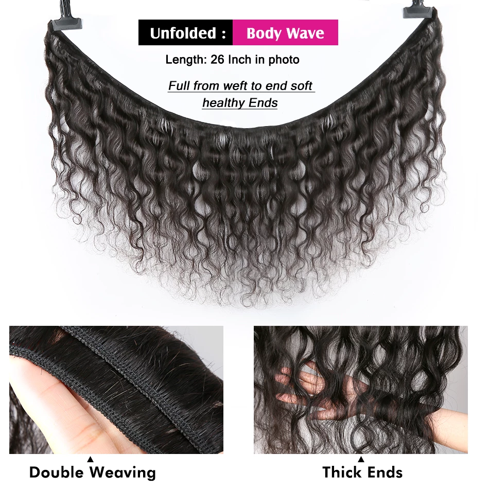 Body Wave Bundles With Closure Human Hair Bundles With Transparent Lace Closure Brazilian Hair Weave Bundles With Frontal