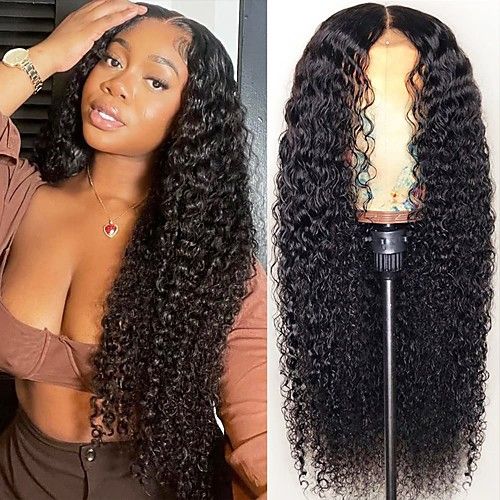 transparent lace human hair curly wigs