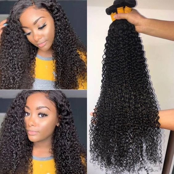 Brazilian Curly Hair 3 Bundles with Closure Transparent Lace Closure with Remy Hair Extension