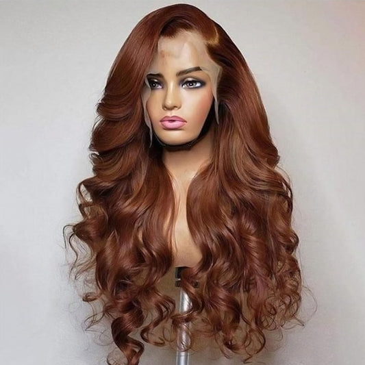 #4 Dark Brown Body Wave 13x4 Transparent Colored Lace Front Wigs Human Hair Pre Plucked For Black Women