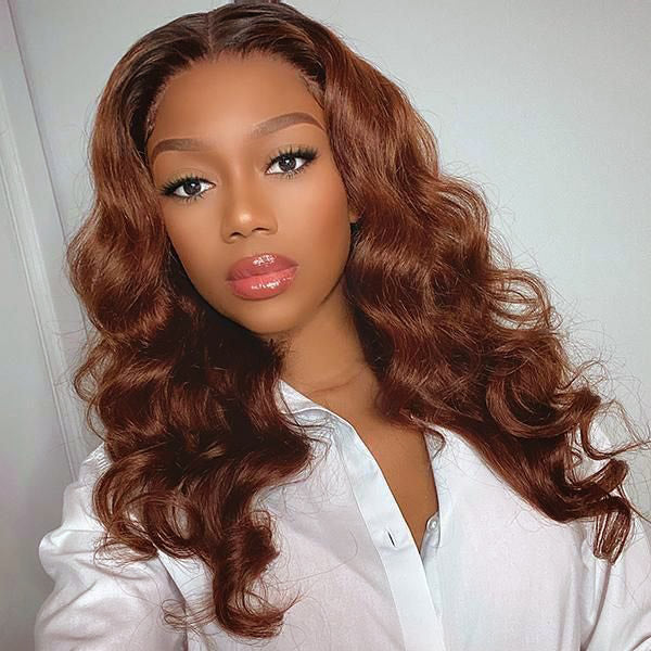 #4 Dark Brown Body Wave 13x4 Transparent Colored Lace Front Wigs Human Hair Pre Plucked For Black Women
