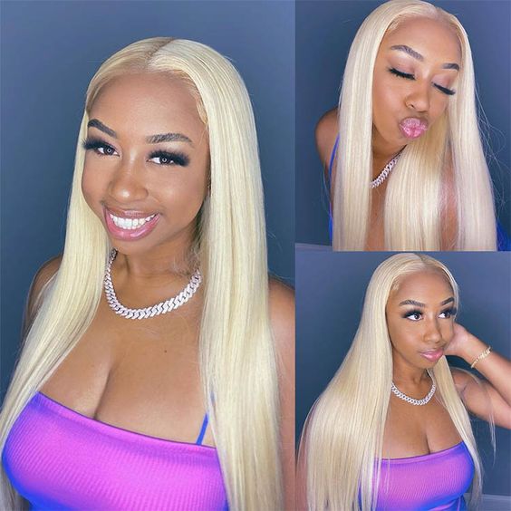 30 Inch 613 Blonde Hair Straight Hair HD Transparent Lace Human Hair T Part Lace Wigs