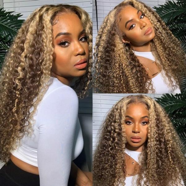 Curly Hair Wigs Highlights Wigs 13x4 Lace Front Wig - UWigs