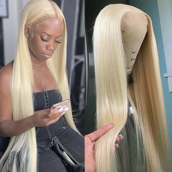 30 Inch 613 Blonde Hair Straight Hair HD Transparent Lace Human Hair T Part Lace Wigs