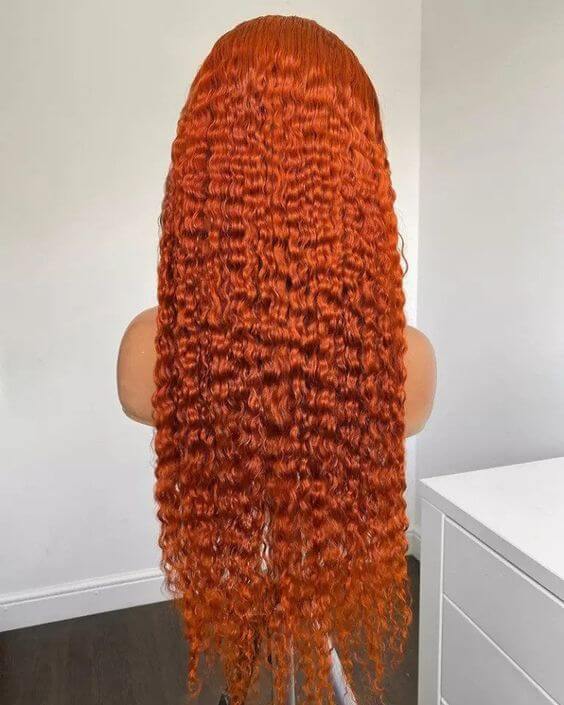 Ginger Orange Curly Hair Lace Front Wig Pre Plucked Human Hair 13x4 Lace Front Wig for Sale