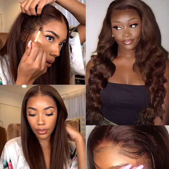 Dark Brown Hair 13x4 Lace Front Wig Transparent Lace Human Hair Wigs 180% Density
