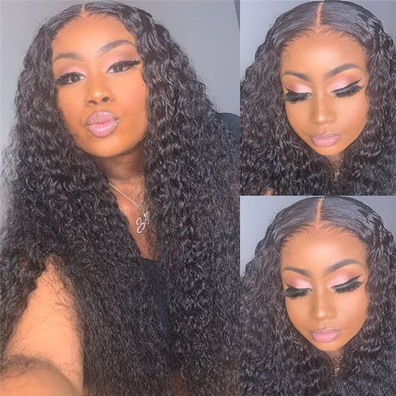 Deep Wave HD Transparent Lace Front Wigs for Women Human Virgin Hair Deep Curly Hair 4x4 Lace Closure Wig