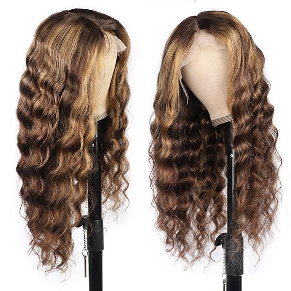 Highlights Wig Loose Deep Wave 13x4 Lace Front Wig Transparent Lace Wigs - UWigs