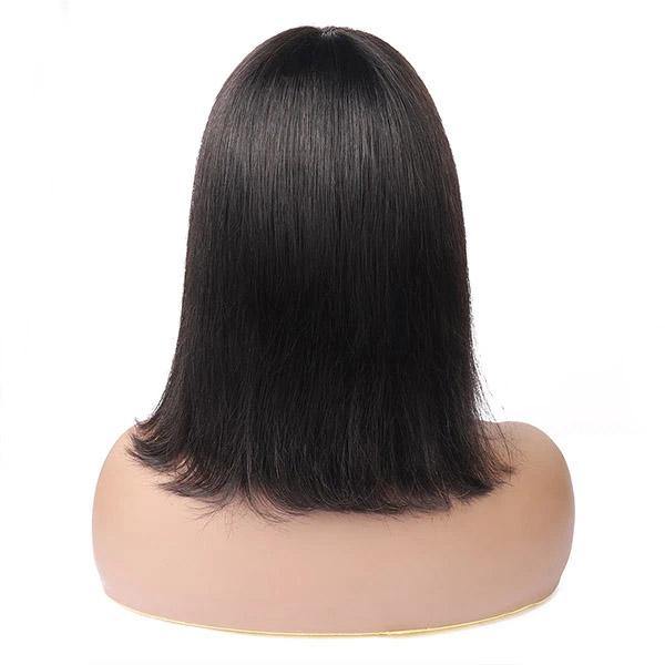 Straight Hair Short Bob Wig Machine Made Wigs with Bangs
