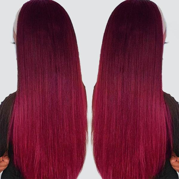 Straight Hair Burgundy Headband Wig Affordable Natural Hair Half Wigs - UWigs