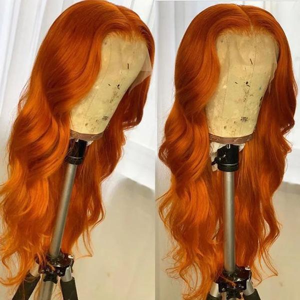 T Part Wig Body Wave Hair Lace Wigs Ginger Color Hair Transparent Lace Front Wig - UWigs
