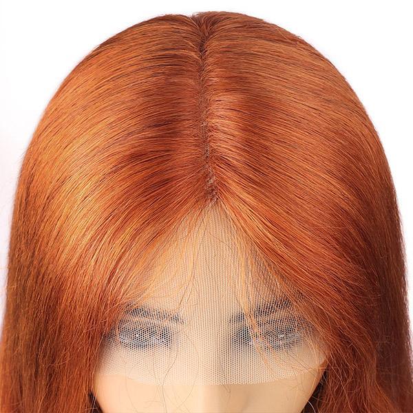 T Part Wig Body Wave Hair Lace Wigs Ginger Color Hair Transparent Lace Front Wig - UWigs