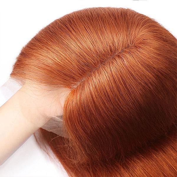 T Part Wig Body Wave Hair Lace Wigs Ginger Color Hair Transparent Lace Front Wig - UWigs