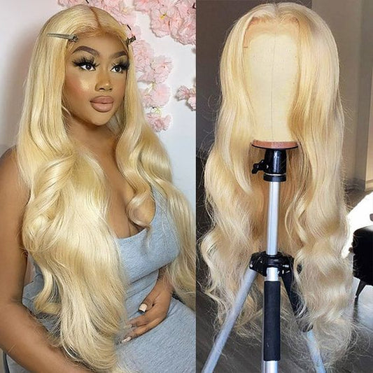 Transparent Lace Body Wave T Part Wig 613 Blonde Human Hair Wigs Pre PLucked Lace WIg
