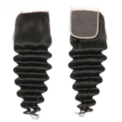 Loose Deep Wave Bundles with Closure Brazilian Hair 3 Bundles with Transparent Lace Closure