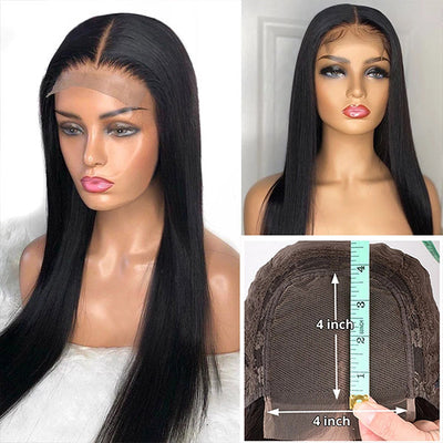 Straight Human Hair 5x5 Lace Closure Wig Long HD lace Wigs 30 inch Hair