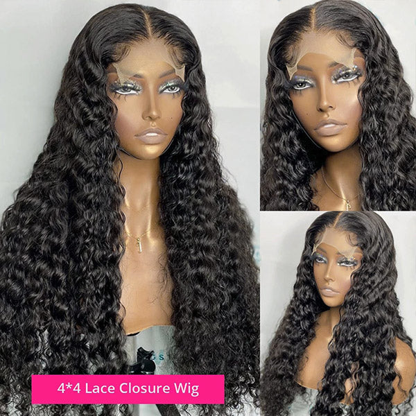 Deep Wave Human Hair Wig 5x5 Lace Closure Wig Glueless Lace Human Hair wig Pre plucked