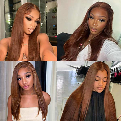 Color 4 Human Hair Straight Hair Bundles With Transparent Lace Closure