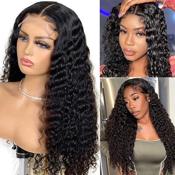 Deep Wave Human Hair Wig 5x5 Lace Closure Wig Glueless Lace Human Hair wig Pre plucked