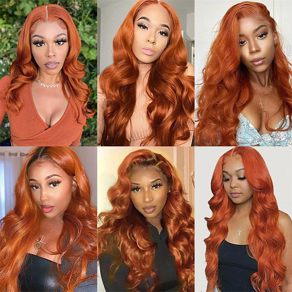 Ginger Color Human Hair Body Wave with Lace Closure Human Hair Brazilian Hair