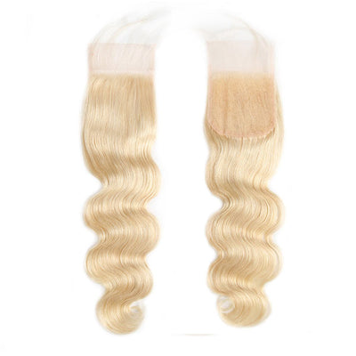 613 Blonde Color Hair 3 Bundles With Lace Closure Body Wave Brazilian Hair