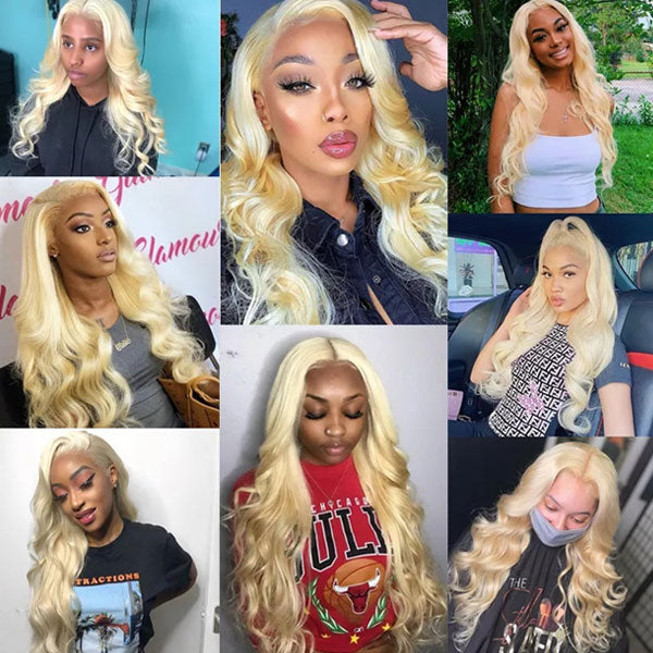 613 Blonde Color Hair 3 Bundles With Lace Closure Body Wave Brazilian Hair
