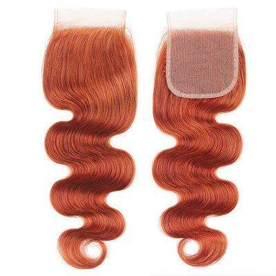 Ginger Color Human Hair Body Wave with Lace Closure Human Hair Brazilian Hair