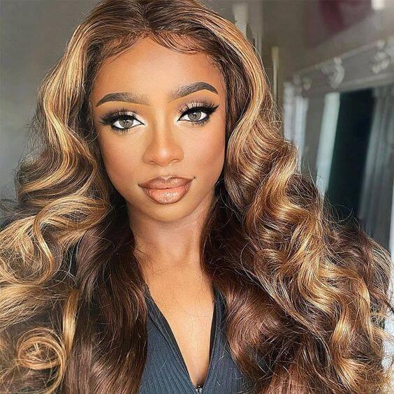 Highlight Bundles With Closure Brazilian Ombre Body Wave Hair Bundles With 4X4 Lace Closure P4/27 Honey Blonde Remy Hair Weave Bundles