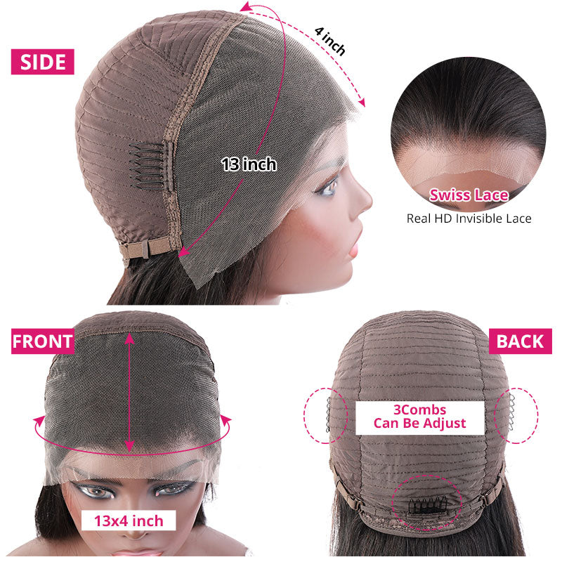 13x4 Ear to Ear HD Transparent Swiss Lace Front Wigs