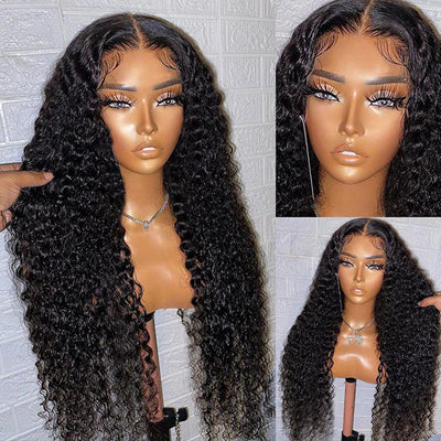 13x4 HD Invisible Lace Front Glueless Wigs Kinky Curly For Black Women Lace Frontal Human Hair Wig 180% Density